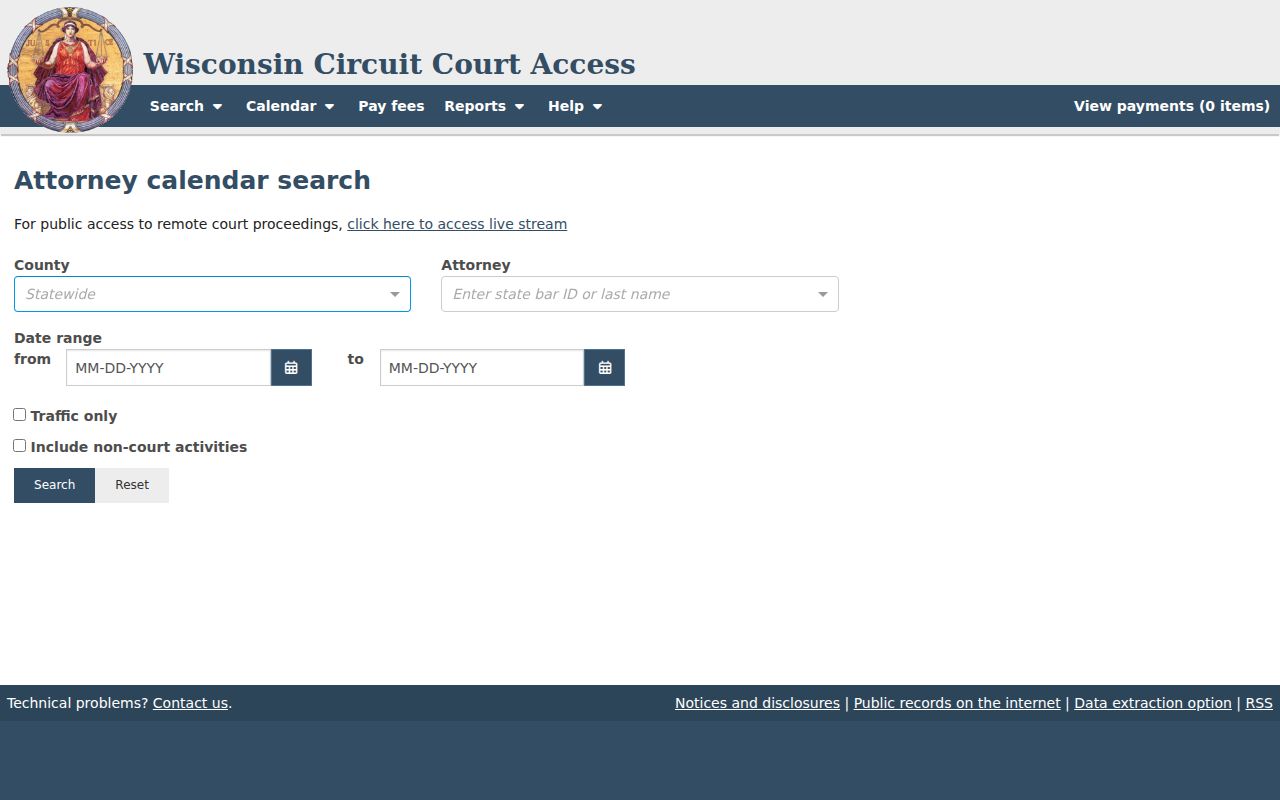 Door County court date attorney calendar fields