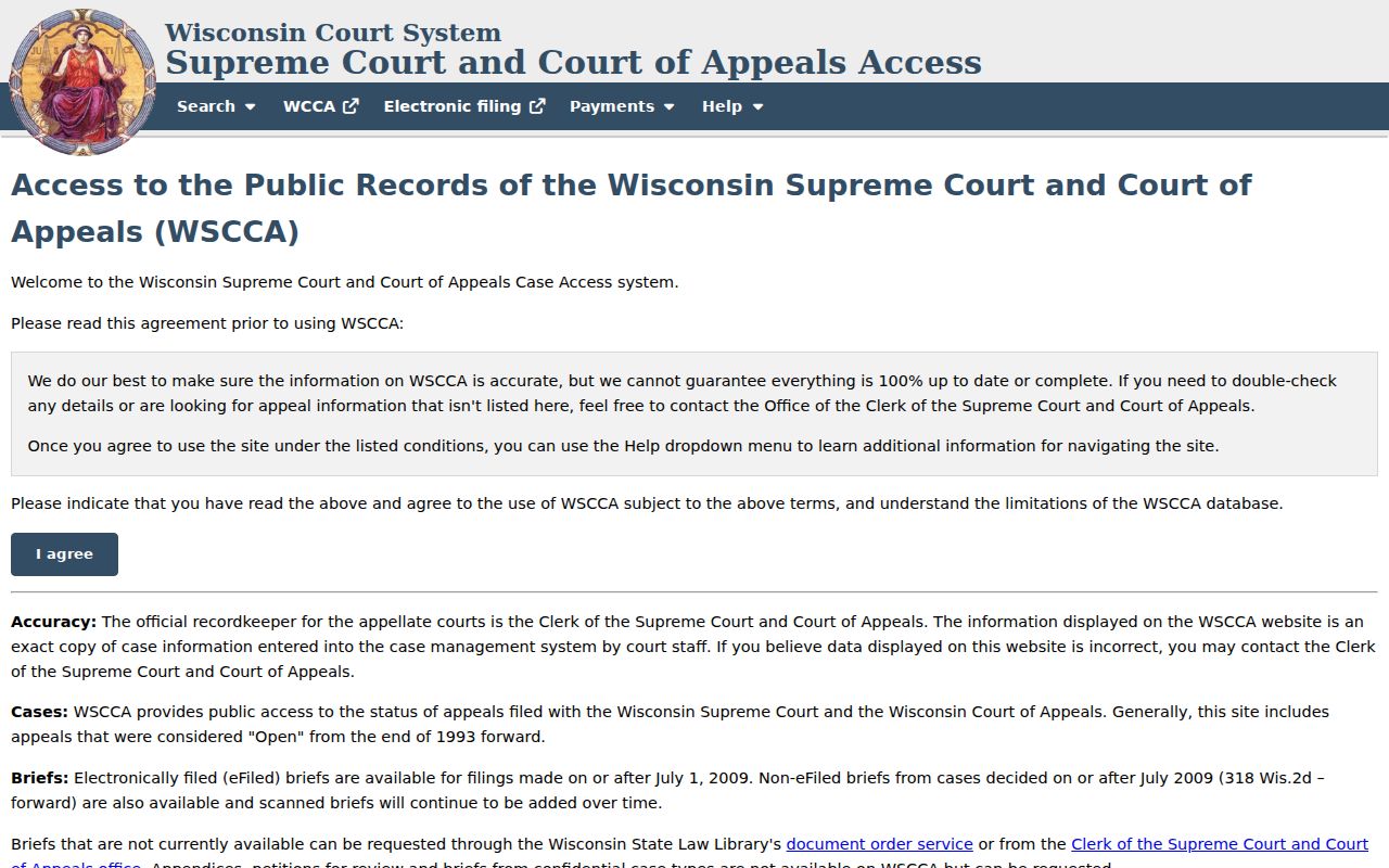 Door County appellate court docket search in WSCCA