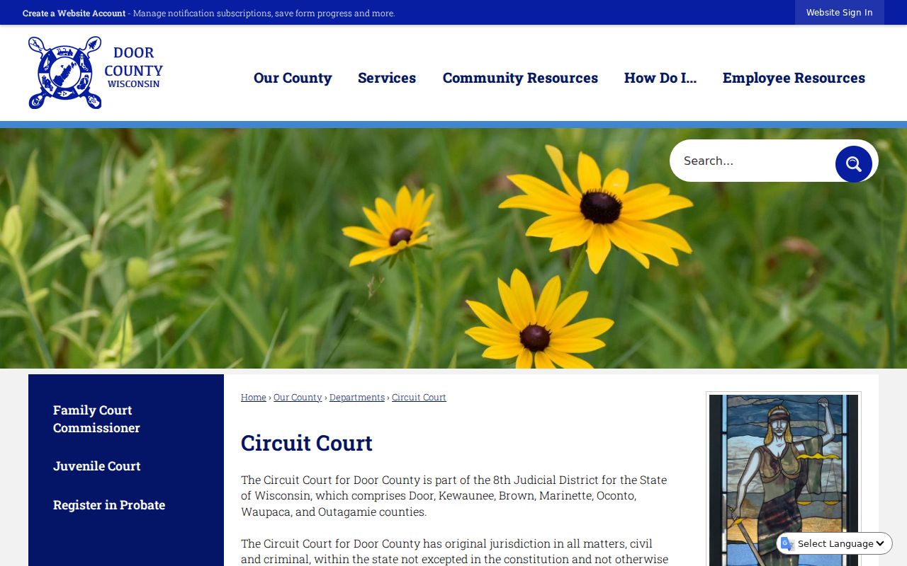 Door County court docket information for Circuit Court Branches 1 and 2